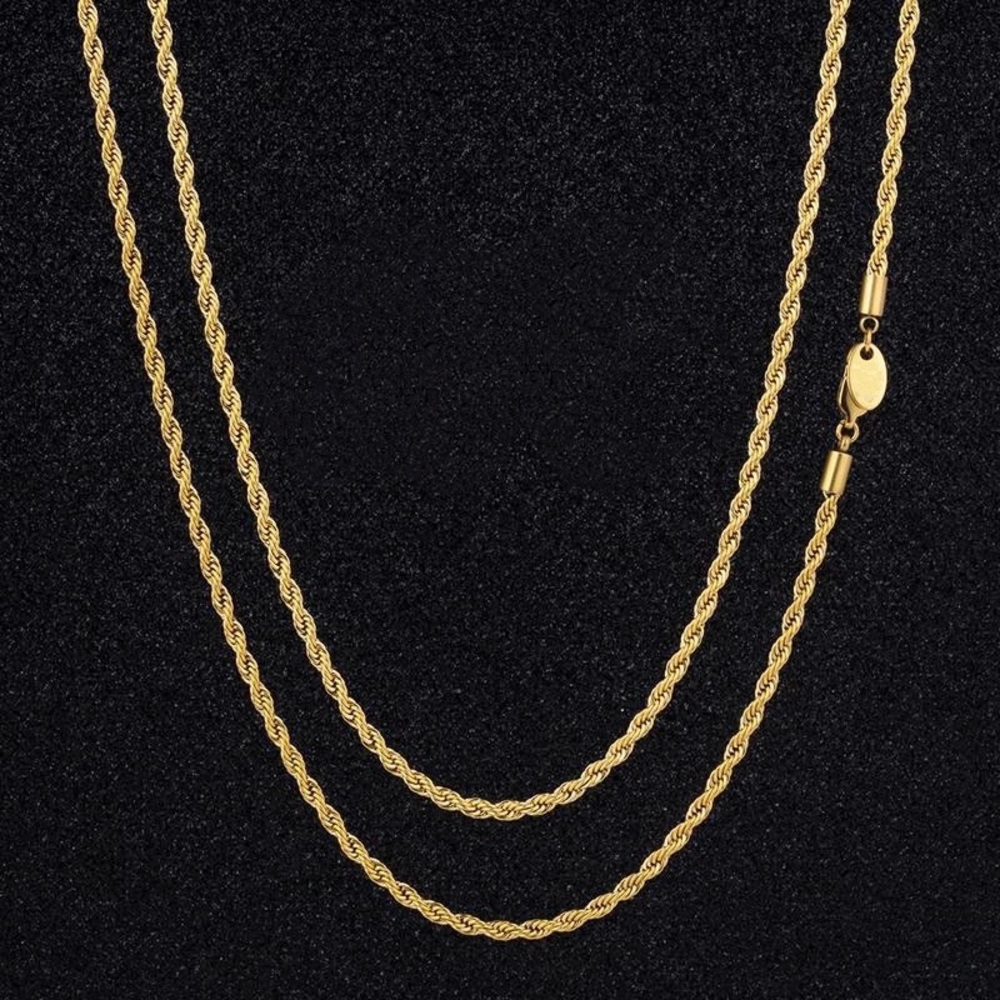 Gold Rope Chain Necklace 3mm Gold Chain GP